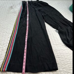 SFIZIO Made in Italy 100% Viscose Elegant Black Track Pants with Side Stripe